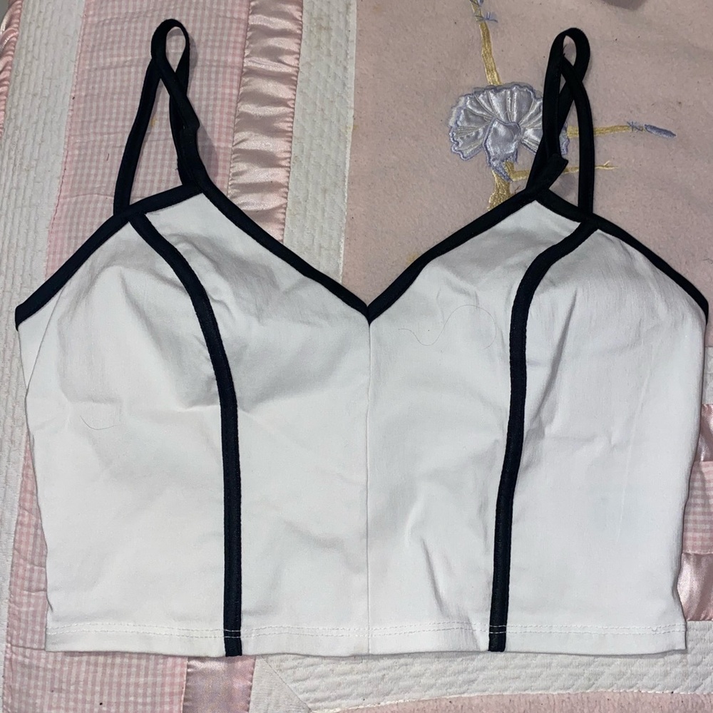 Charlotte Russe White Top with Black Accents